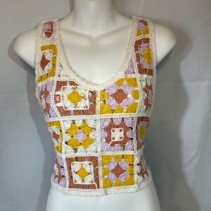 Rebellion Multicolor Crochet Patchwork Crop‎ Top